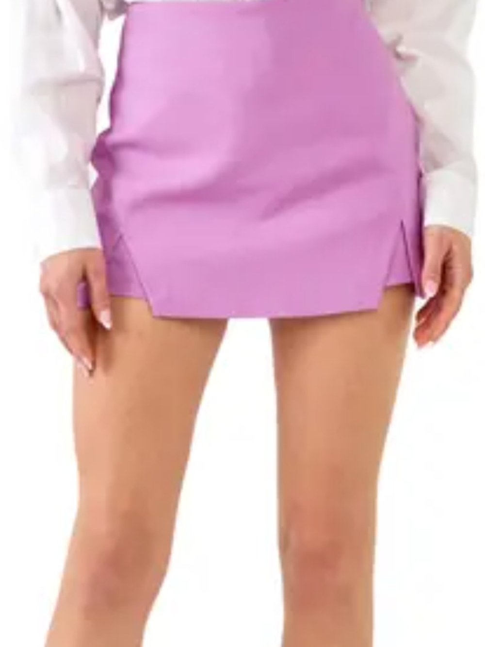 Lilac Mini Skirt with Front Slits - Women - Picture 5 of 9